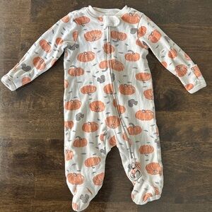 Carter's Gray and Orange Pumpkin Footie